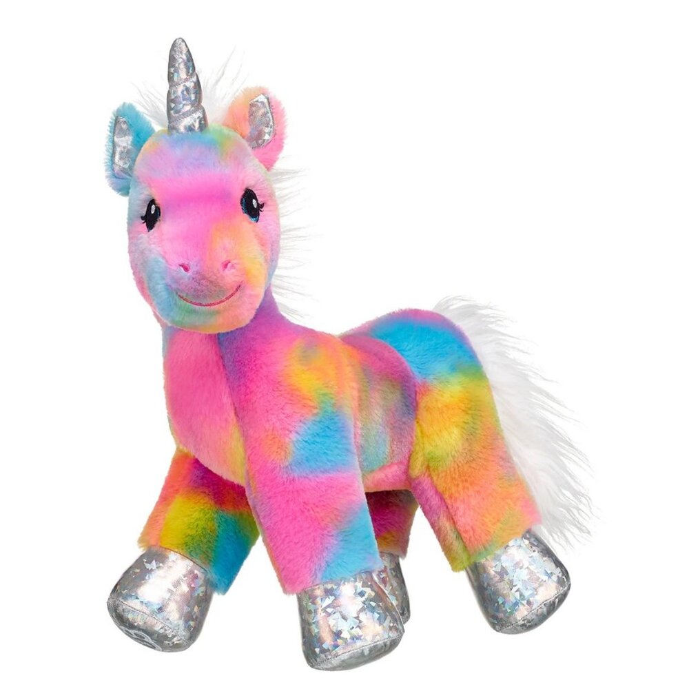Build A Bear BAB Rainbow Friends Tie Dye 16” Unicorn Plush Stuffed Animal Toy
